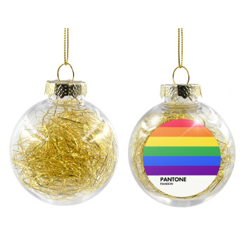 Pantone Rainbow, Transparent Christmas tree ball ornament with gold filling 8cm