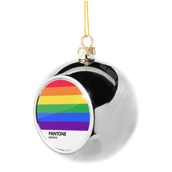 Pantone Rainbow, Στολίδι Χριστουγεννιάτικη μπάλα δένδρου Ασημένια 8cm