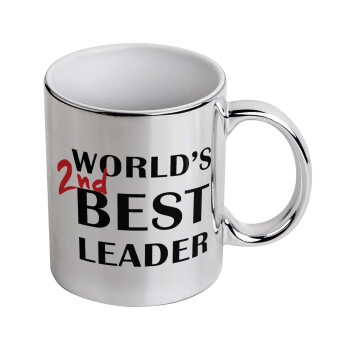 World's 2nd Best leader , Mug ceramic, silver mirror, 330ml