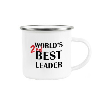 World's 2nd Best leader , Metallic enamel cup white 360ml