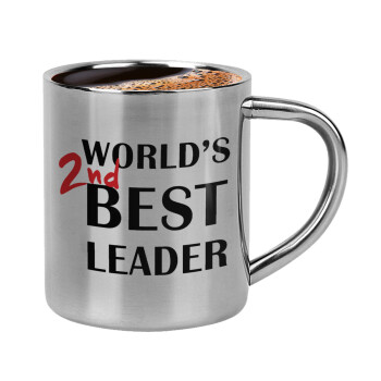 World's 2nd Best leader , Κουπάκι μεταλλικό διπλού τοιχώματος για espresso (220ml)