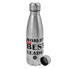 Metallic water bottle, stainless steel, 750ml