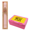 Easter Set, children's snack container PINK & scented flat Easter candle (30cm) (PINK)