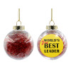 Transparent Christmas tree ball ornament with red filling 8cm