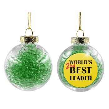 World's 2nd Best leader , Transparent Christmas tree ball ornament with green filling 8cm