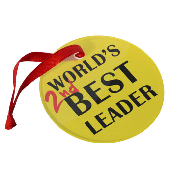 World's 2nd Best leader , Christmas ornament glass 9cm