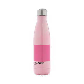 PANTONE Pink C, Metal mug thermos Pink Iridiscent (Stainless steel), double wall, 500ml