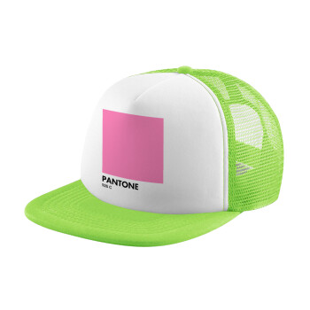 PANTONE Pink C, Καπέλο Ενηλίκων Soft Trucker με Δίχτυ ΠΡΑΣΙΝΟ/ΛΕΥΚΟ (POLYESTER, ΕΝΗΛΙΚΩΝ, ONE SIZE)