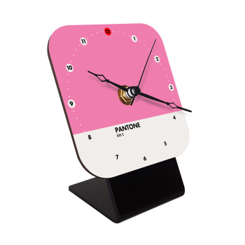 PANTONE Pink C, Επιτραπέζιο ρολόι ξύλινο με δείκτες (10cm)