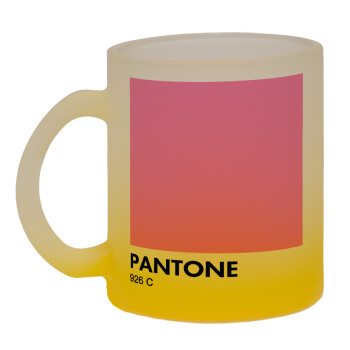 PANTONE Pink C, Κούπα γυάλινη δίχρωμη με βάση το κίτρινο ματ, 330ml