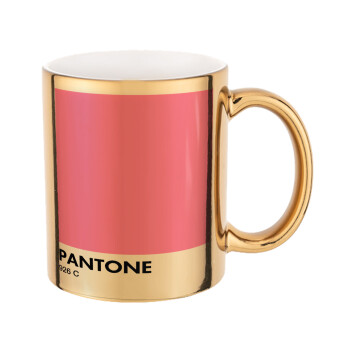 PANTONE Pink C, Mug ceramic, gold mirror, 330ml