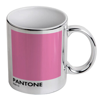PANTONE Pink C, Κούπα κεραμική, ασημένια καθρέπτης, 330ml