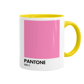 PANTONE Pink C, Κούπα χρωματιστή κίτρινη, κεραμική, 330ml