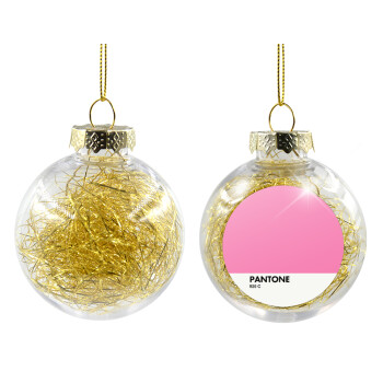 PANTONE Pink C, Χριστουγεννιάτικη μπάλα δένδρου διάφανη με χρυσό γέμισμα 8cm