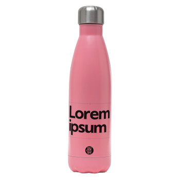 Lorem ipsum, Μεταλλικό παγούρι θερμός Ροζ Ματ (Stainless steel), διπλού τοιχώματος, 500ml