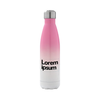 Lorem ipsum, Μεταλλικό παγούρι θερμός Ροζ/Λευκό (Stainless steel), διπλού τοιχώματος, 500ml