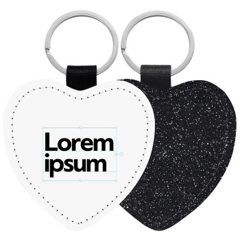 Lorem ipsum, Μπρελόκ PU δερμάτινο glitter καρδιά ΜΑΥΡΟ