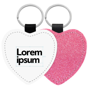 Lorem ipsum, Μπρελόκ PU δερμάτινο glitter καρδιά ΡΟΖ