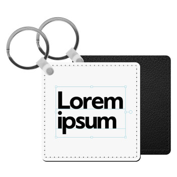 Lorem ipsum, Μπρελόκ Δερματίνη, τετράγωνο ΜΑΥΡΟ (5x5cm)