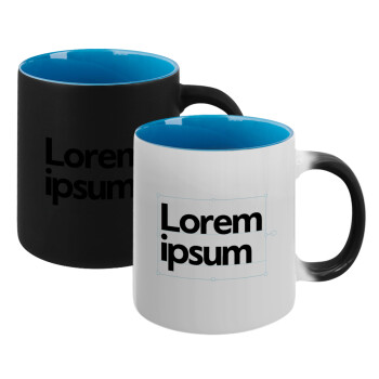 Lorem ipsum, Κούπα Μαγική εσωτερικό μπλε, κεραμική 330ml που αλλάζει χρώμα με το ζεστό ρόφημα