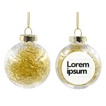 Lorem ipsum, Transparent Christmas tree ball ornament with gold filling 8cm