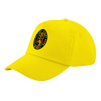 cobra kai strike first dojo, Child's Baseball Cap, 100% Cotton Twill, Yellow (COTTON, CHILD, UNISEX, ONE SIZE)