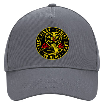 cobra kai strike first dojo, Ultimate Adult Hat Grey, (100% COTTON DRILL, ADULT, UNISEX, ONE SIZE)