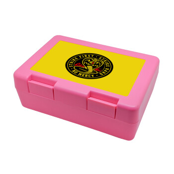 cobra kai strike first dojo, Παιδικό δοχείο κολατσιού ΡΟΖ 185x128x65mm (BPA free πλαστικό)