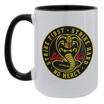 cobra kai strike first dojo, Κούπα Mega 15oz, κεραμική Μαύρη, 450ml