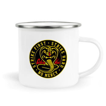 cobra kai strike first dojo, Metallic enamel cup white 360ml