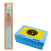 Easter Set, children's snack container BLUE & Easter aromatic flat candle (30cm) (TURQUOISE)