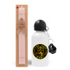 Easter Set, metallic aluminum bottle (500ml) & aromatic flat Easter candle (30cm) (PINK)