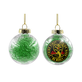 cobra kai strike first dojo, Transparent Christmas tree ball ornament with green filling 8cm