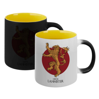 House Lannister GOT, Κούπα Μαγική εσωτερικό κίτρινη, κεραμική 330ml που αλλάζει χρώμα με το ζεστό ρόφημα