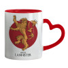 Mug heart red handle, ceramic, 330ml