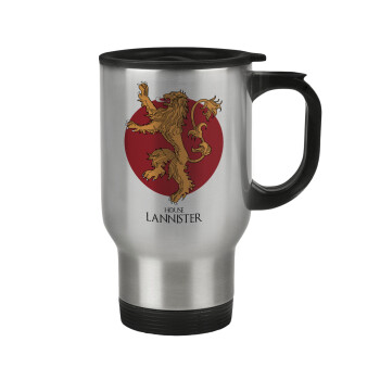 House Lannister GOT, Stainless steel travel mug with lid, double wall 450ml