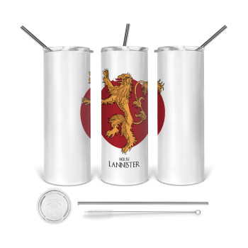 House Lannister GOT, 360 Eco friendly stainless steel tumbler 600ml, with metal straw & cleaning brush