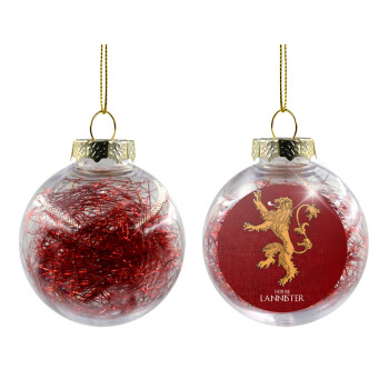 House Lannister GOT, Χριστουγεννιάτικη μπάλα δένδρου διάφανη με κόκκινο γέμισμα 8cm