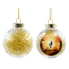 Transparent Christmas tree ball ornament with gold filling 8cm