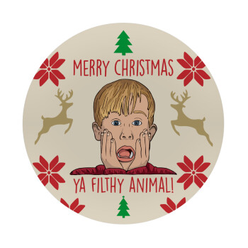 home alone, Merry Christmas ya filthy animal, Mousepad Round 20cm