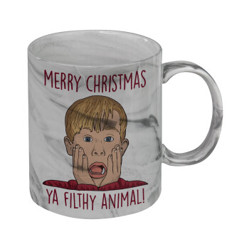 home alone, Merry Christmas ya filthy animal, Mug ceramic marble style, 330ml