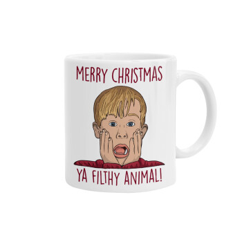home alone, Merry Christmas ya filthy animal, Ceramic coffee mug, 330ml (1pcs)