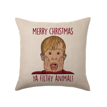 home alone, Merry Christmas ya filthy animal, Μαξιλάρι καναπέ ΛΙΝΟ 40x40cm περιέχεται το  γέμισμα