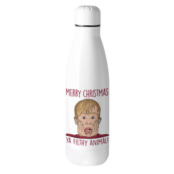 home alone, Merry Christmas ya filthy animal, Metal mug thermos (Stainless steel), 500ml