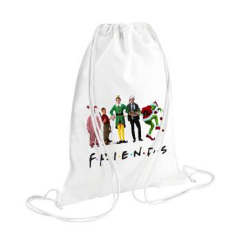 Christmas FRIENDS, Backpack pouch GYMBAG white (28x40cm)