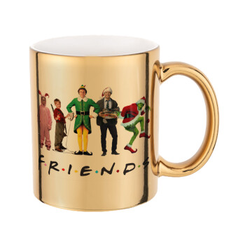 Christmas FRIENDS, Mug ceramic, gold mirror, 330ml