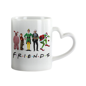 Christmas FRIENDS, Mug heart handle, ceramic, 330ml