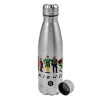 Metallic water bottle, stainless steel, 750ml