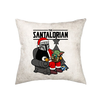 Star Wars Santalorian, Μαξιλάρι καναπέ Δερματίνη Γκρι 40x40cm με γέμισμα