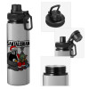 Metallic water bottle with safety cap, 850ml aluminum